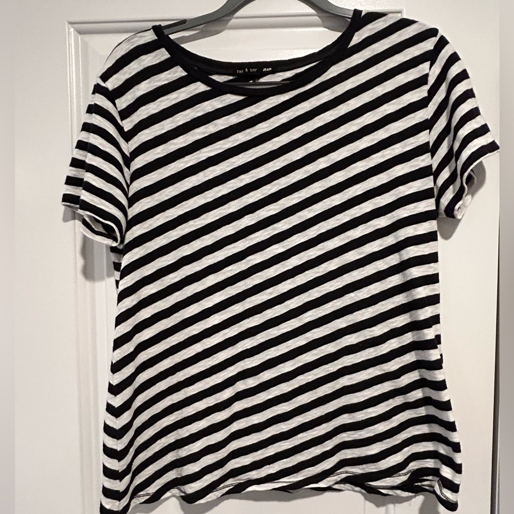 Rag & Bone - Black and White Striped T-Shirt - Size S